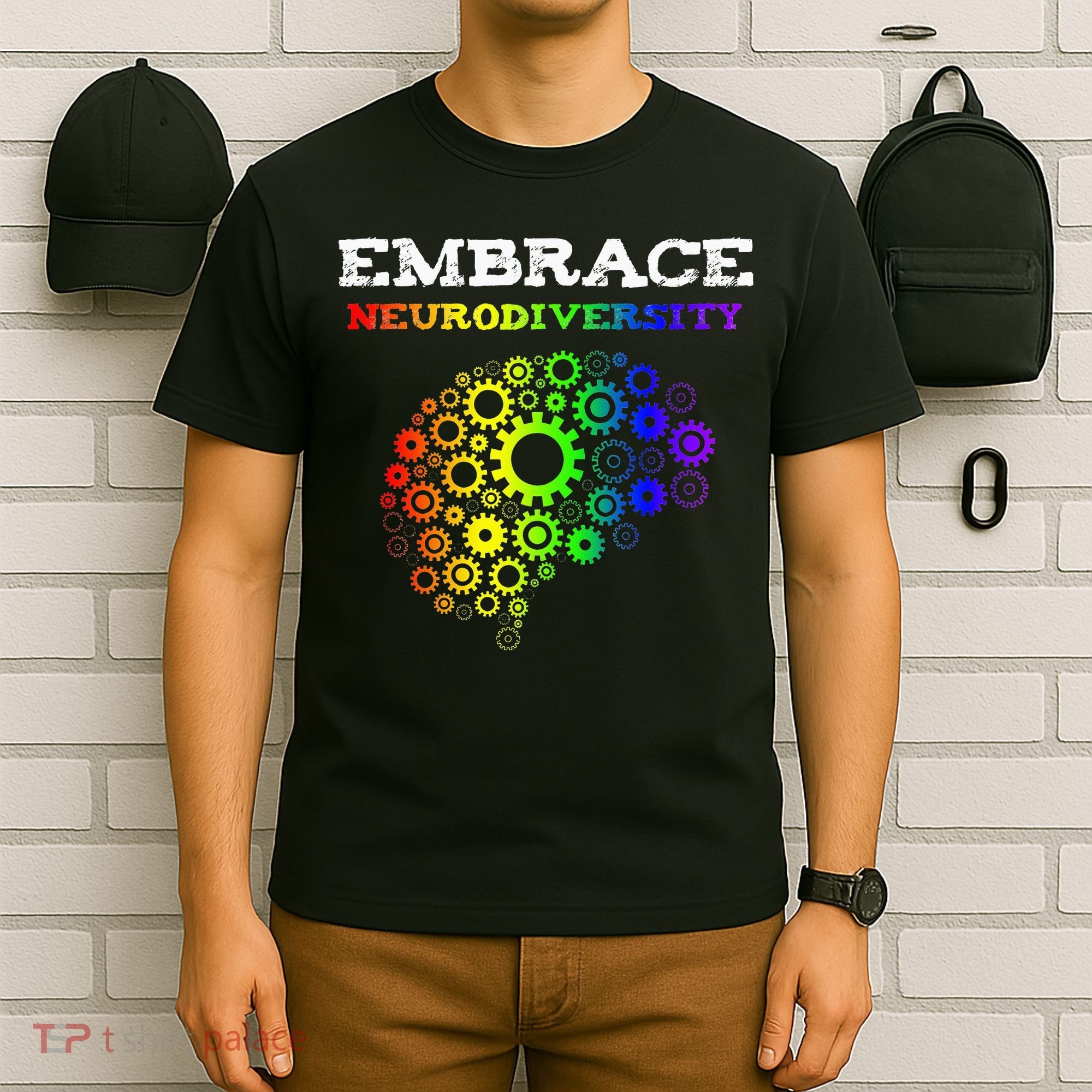 Embrace Neurodiversity Autism ADHD Rainbow Brain Screws T-Shirt