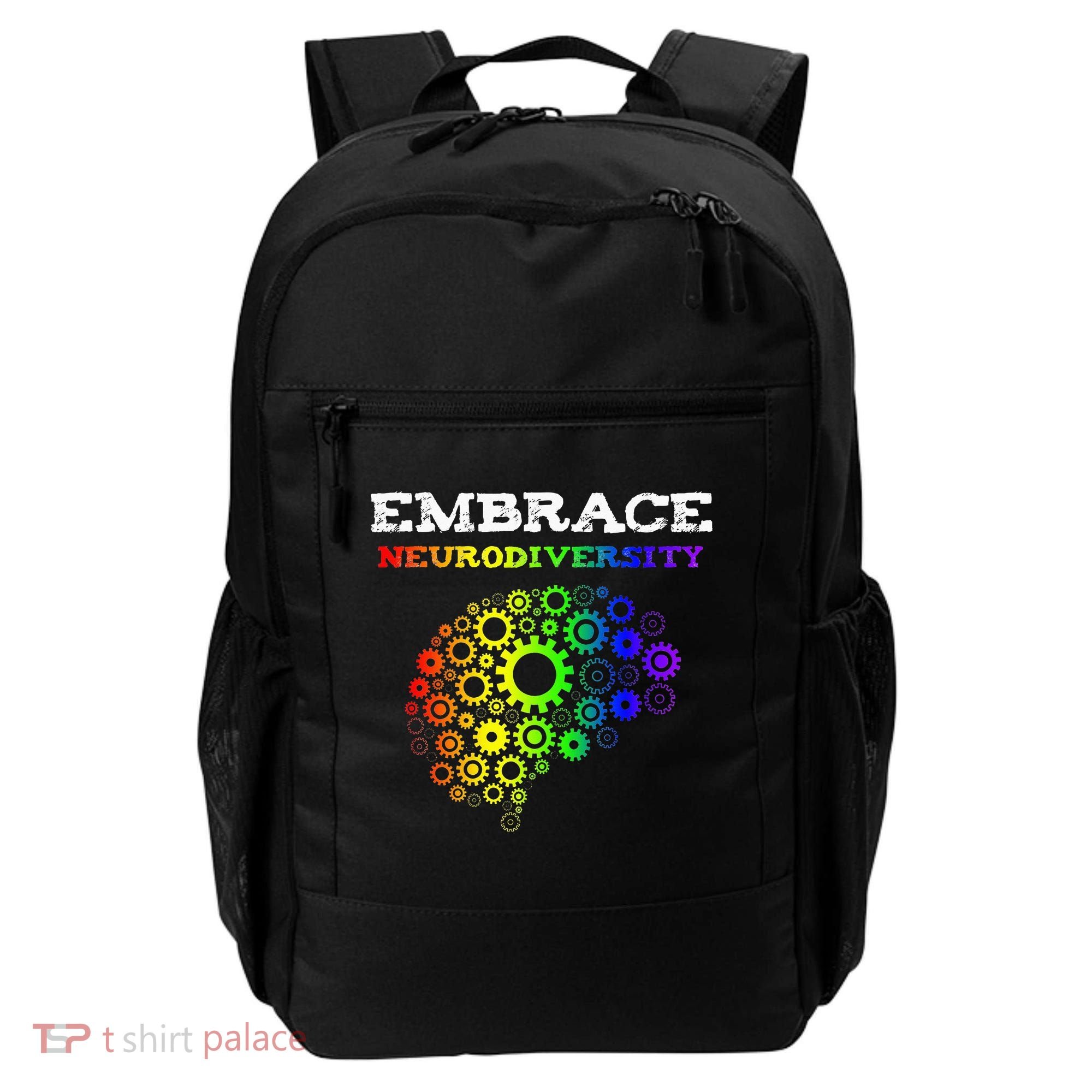 Embrace Neurodiversity Autism ADHD Rainbow Brain Screws Backpack