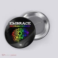 Embrace Neurodiversity Autism ADHD Rainbow Brain Screws Button thumb 0