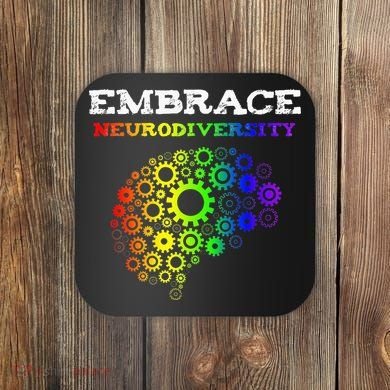 Embrace Neurodiversity Autism ADHD Rainbow Brain Screws Coaster