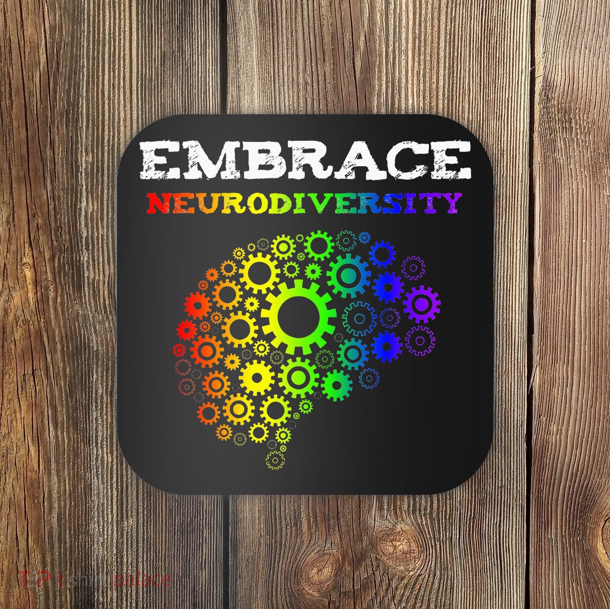 Embrace Neurodiversity Autism ADHD Rainbow Brain Screws Coaster