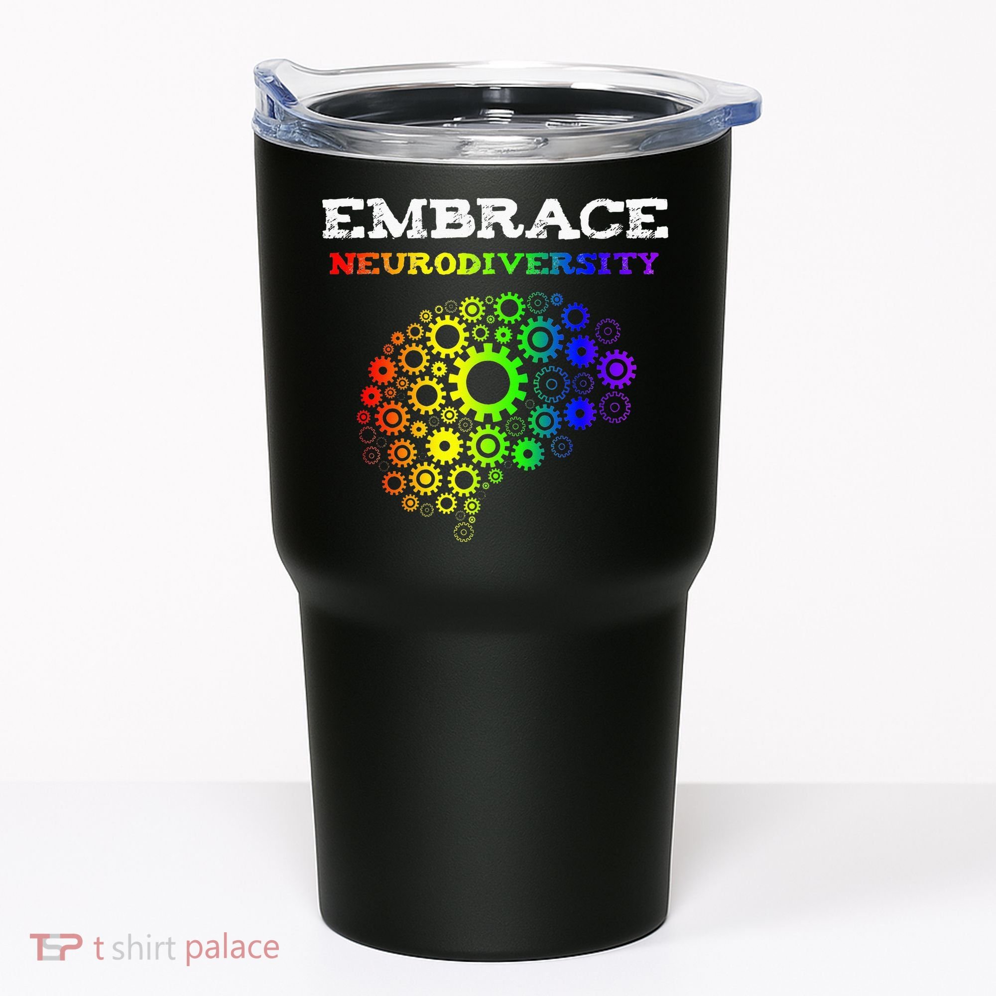 Embrace Neurodiversity Autism ADHD Rainbow Brain Screws Tumbler