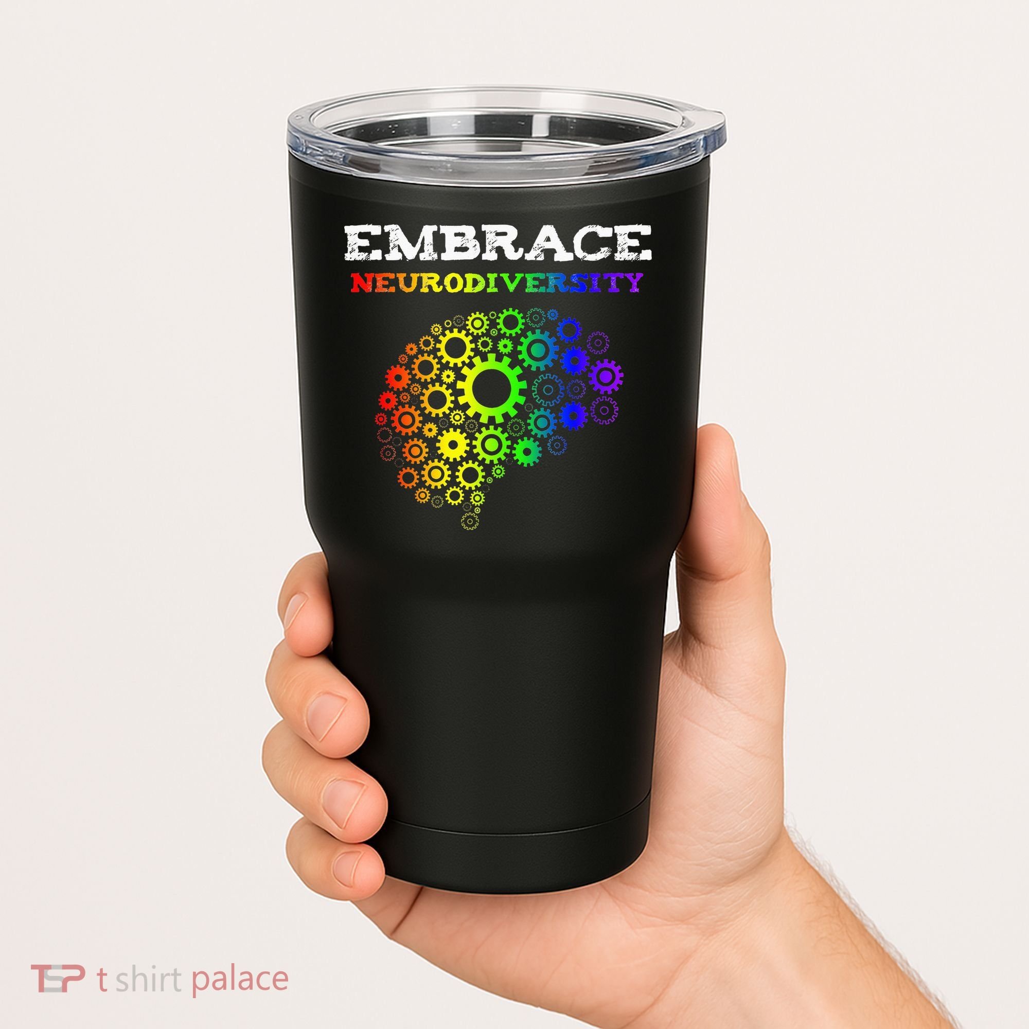 Embrace Neurodiversity Autism ADHD Rainbow Brain Screws Tumbler