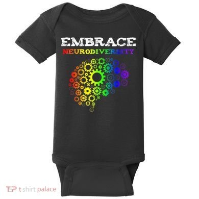 Embrace Neurodiversity Autism ADHD Rainbow Brain Screws Baby Bodysuit