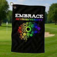 Embrace Neurodiversity Autism ADHD Rainbow Brain Screws Golf Towel thumb 1