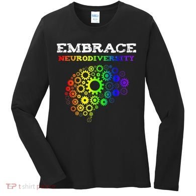 Embrace Neurodiversity Autism ADHD Rainbow Brain Screws Women's Long Sleeve Shirt