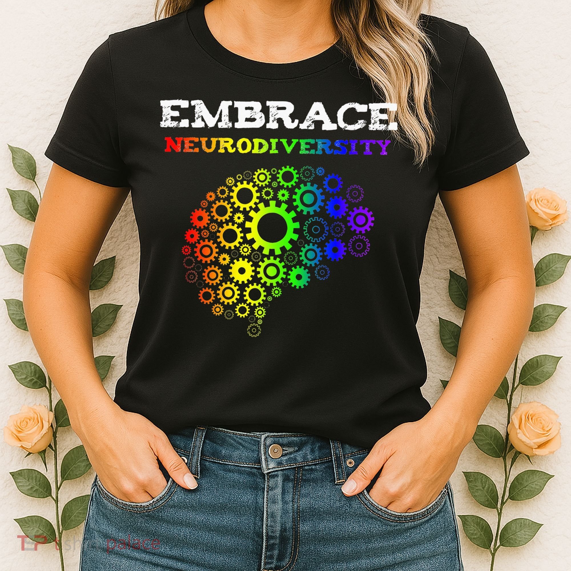 Embrace Neurodiversity Autism ADHD Rainbow Brain Screws Women's T-Shirt