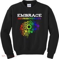 Embrace Neurodiversity Autism ADHD Rainbow Brain Screws Kids Sweatshirt thumb 0