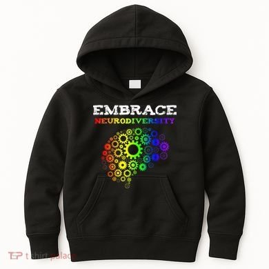 Embrace Neurodiversity Autism ADHD Rainbow Brain Screws Kids Hoodie