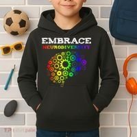 Embrace Neurodiversity Autism ADHD Rainbow Brain Screws Kids Hoodie thumb 2