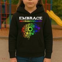 Embrace Neurodiversity Autism ADHD Rainbow Brain Screws Kids Hoodie thumb 3