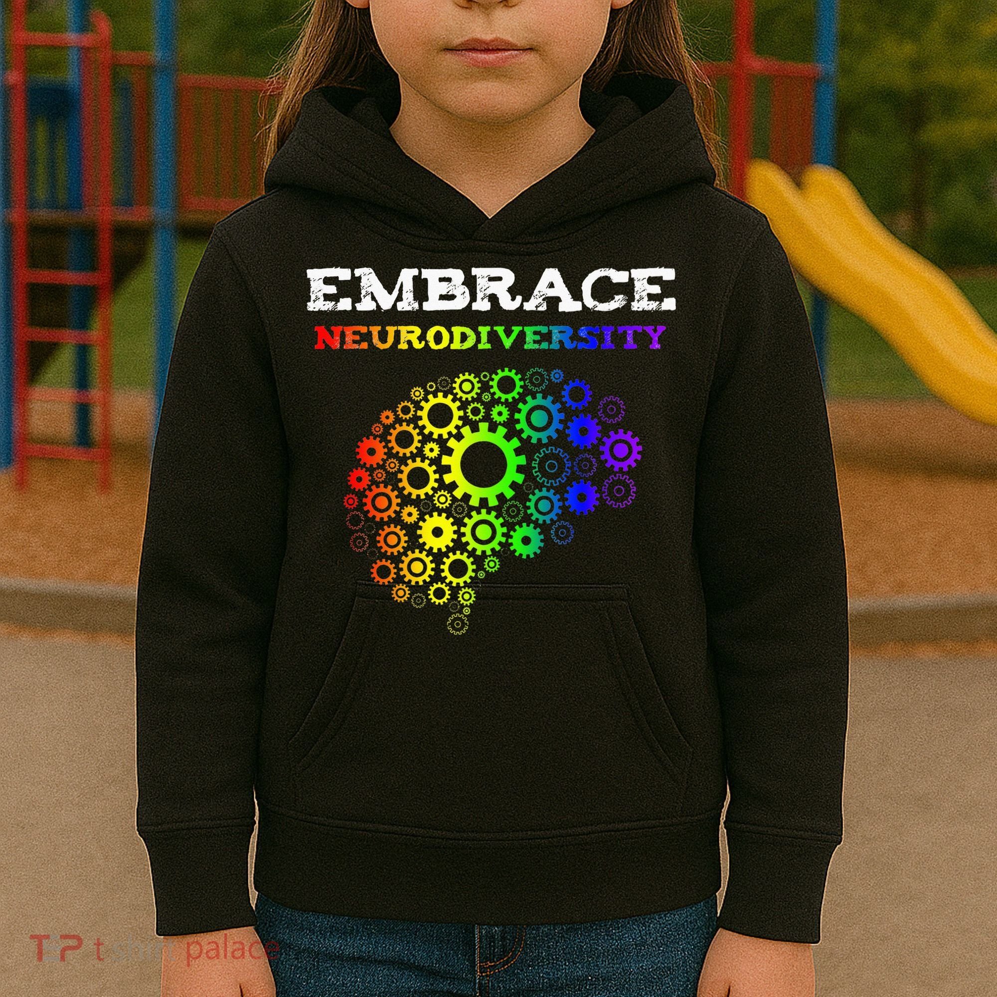 Embrace Neurodiversity Autism ADHD Rainbow Brain Screws Kids Hoodie