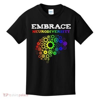 Embrace Neurodiversity Autism ADHD Rainbow Brain Screws Kids T-Shirt