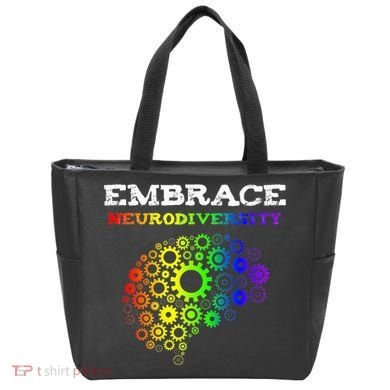 Embrace Neurodiversity Autism ADHD Rainbow Brain Screws Tote Bag