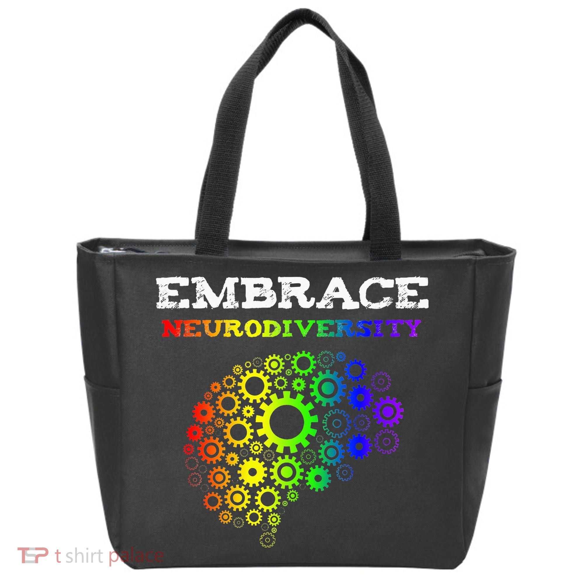 Embrace Neurodiversity Autism ADHD Rainbow Brain Screws Tote Bag