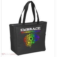 Embrace Neurodiversity Autism ADHD Rainbow Brain Screws Tote Bag thumb 2