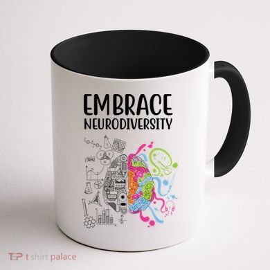 Embrace Neurodiversity Colorful Brain Coffee Mug back