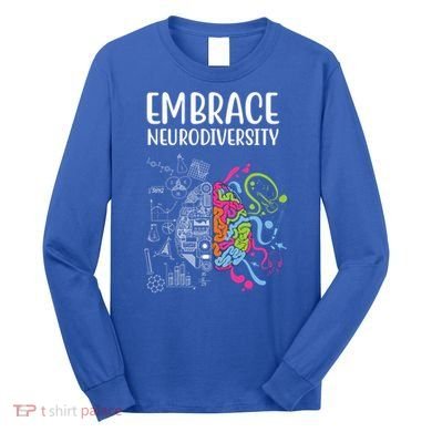 Embrace Neurodiversity Colorful Brain Long Sleeve Shirt