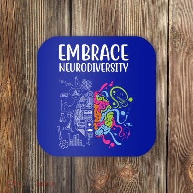 Embrace Neurodiversity Colorful Brain Coaster