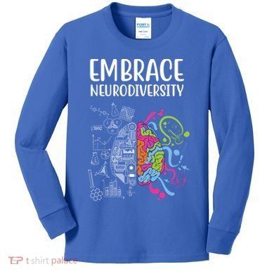Embrace Neurodiversity Colorful Brain Kids Long Sleeve Shirt