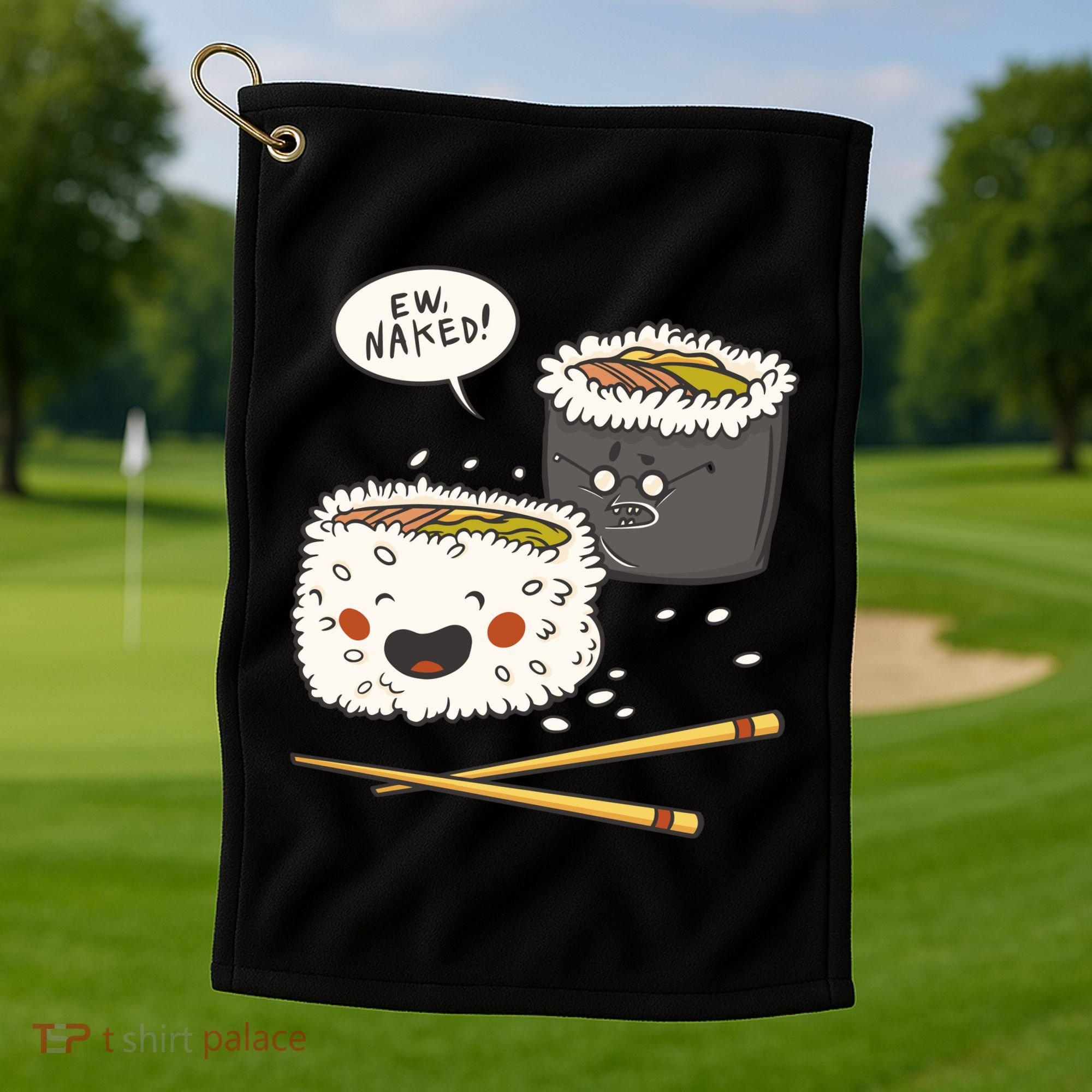 Ew Naked Funny Sushi Golf Towel
