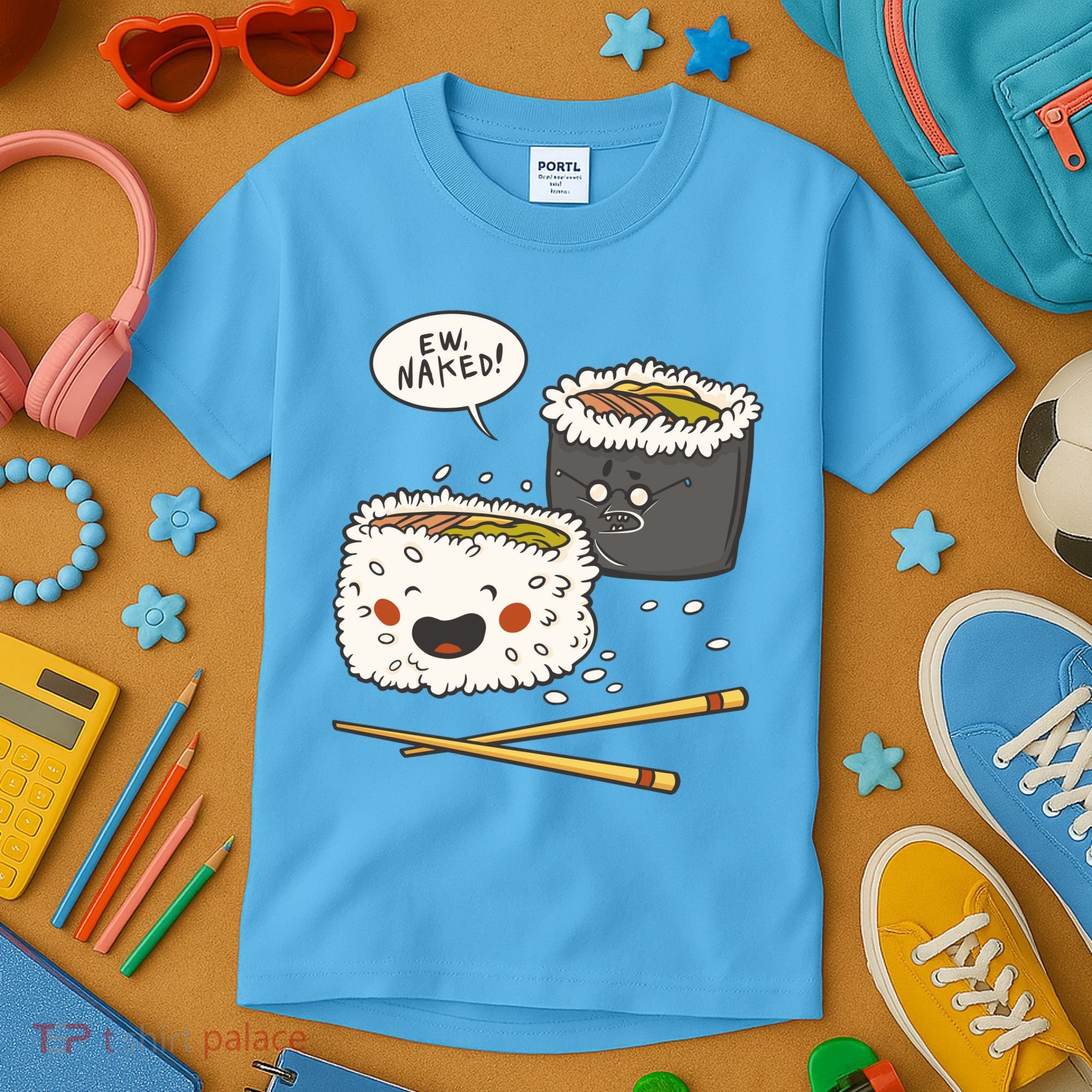 Ew Naked Funny Sushi Kids T-Shirt