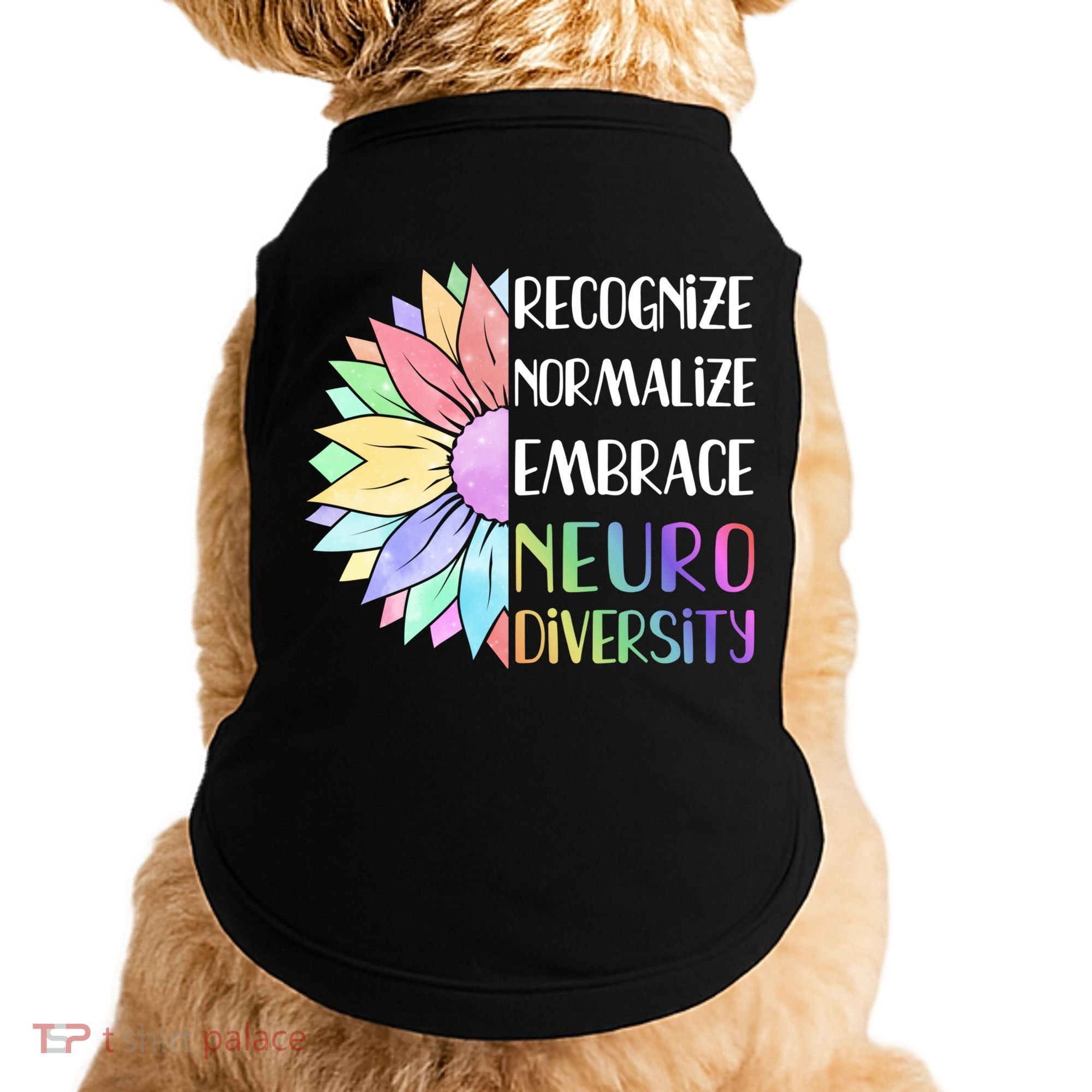 Embrace Neurodiversity Great Gift Rainbow Sunflower Adhd Autism Funny Gift Doggie Tank