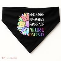 Embrace Neurodiversity Great Gift Rainbow Sunflower Adhd Autism Funny Gift USA-Made Doggie Bandana thumb 0