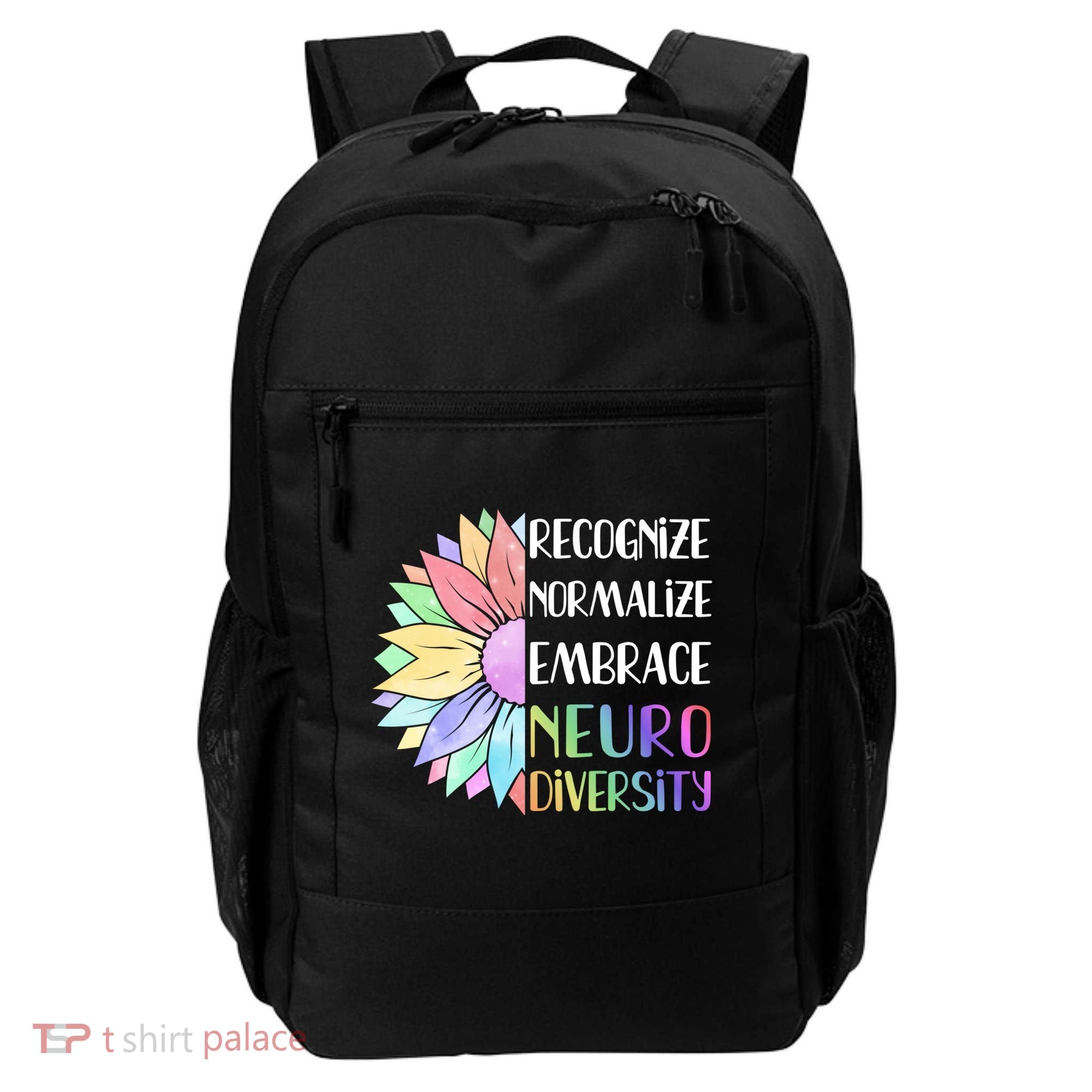 Embrace Neurodiversity Great Gift Rainbow Sunflower Adhd Autism Funny Gift Backpack