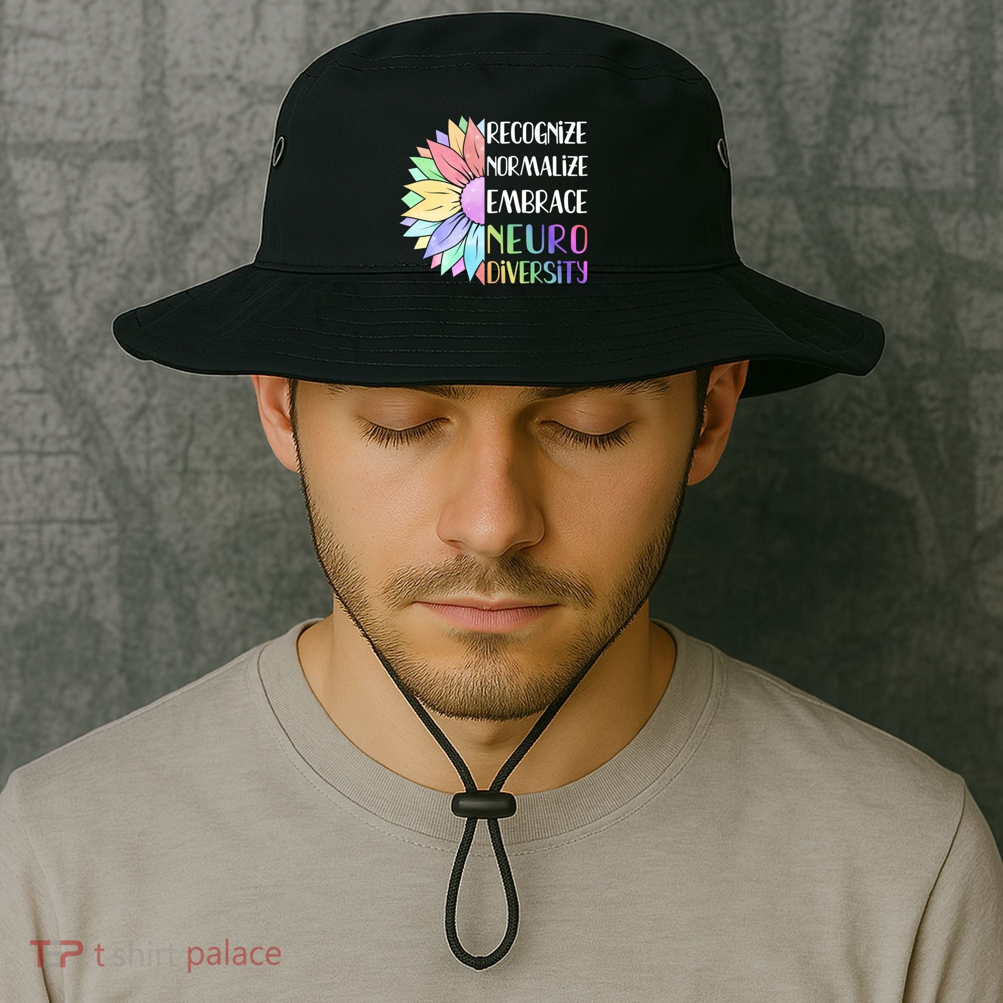 Embrace Neurodiversity Great Gift Rainbow Sunflower Adhd Autism Funny Gift Bucket Hat