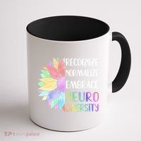 Embrace Neurodiversity Great Gift Rainbow Sunflower Adhd Autism Funny Gift Coffee Mug thumb 1