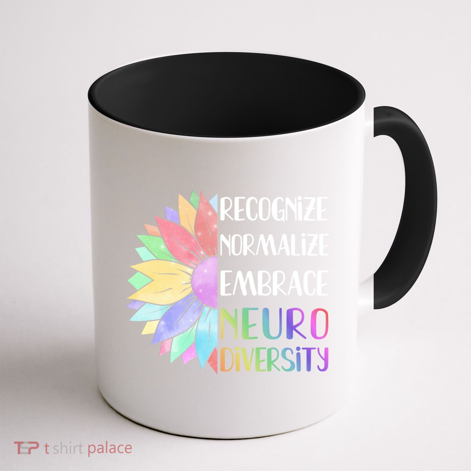 Embrace Neurodiversity Great Gift Rainbow Sunflower Adhd Autism Funny Gift Coffee Mug