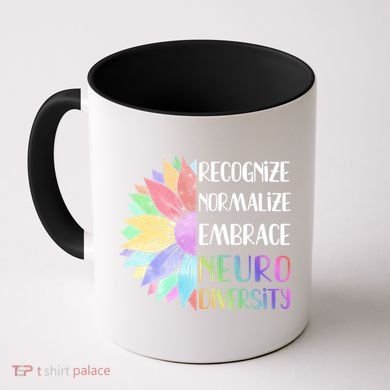 Embrace Neurodiversity Great Gift Rainbow Sunflower Adhd Autism Funny Gift Coffee Mug