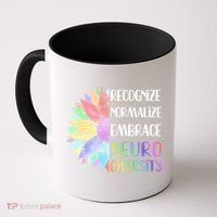 Embrace Neurodiversity Great Gift Rainbow Sunflower Adhd Autism Funny Gift Coffee Mug thumb 0