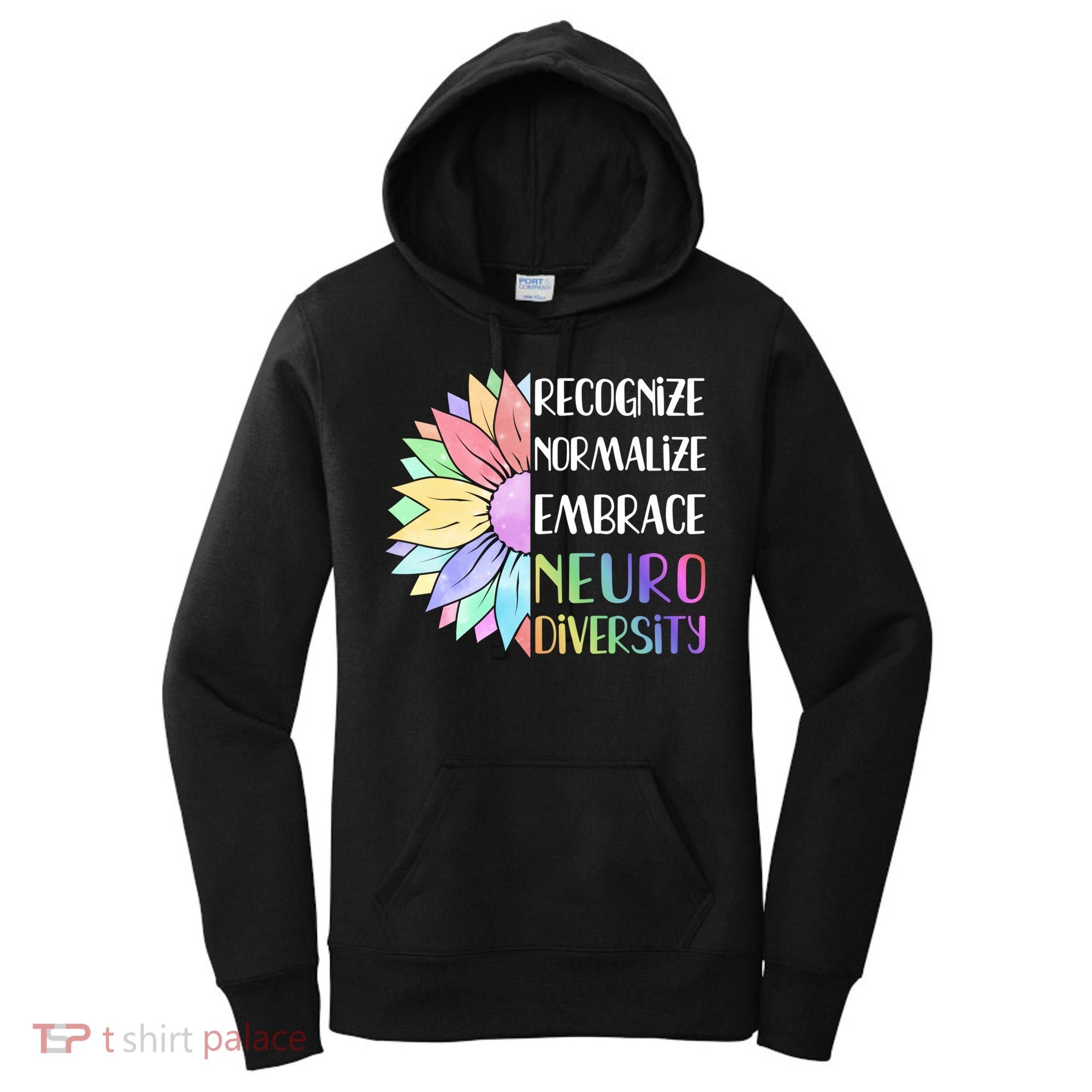 Embrace Neurodiversity Great Gift Rainbow Sunflower Adhd Autism Funny Gift Women's Hoodie