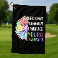 Embrace Neurodiversity Great Gift Rainbow Sunflower Adhd Autism Funny Gift Golf Towel thumb 1