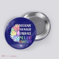 Embrace Neurodiversity Great Gift Rainbow Sunflower Adhd Autism Funny Gift Button thumb 0