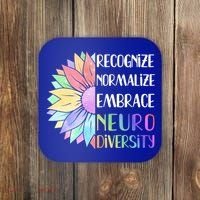Embrace Neurodiversity Great Gift Rainbow Sunflower Adhd Autism Funny Gift Coaster thumb 0