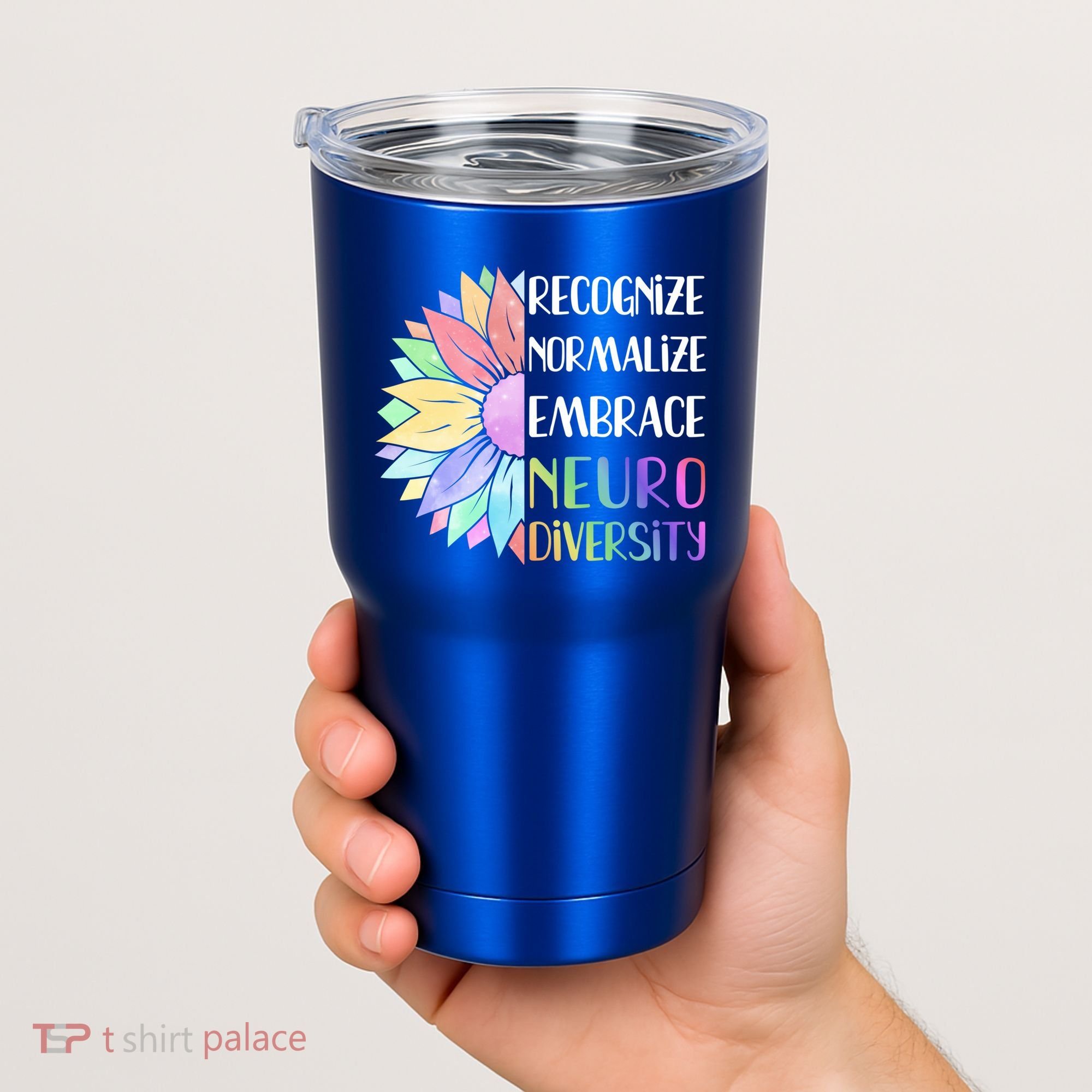 Embrace Neurodiversity Great Gift Rainbow Sunflower Adhd Autism Funny Gift Tumbler