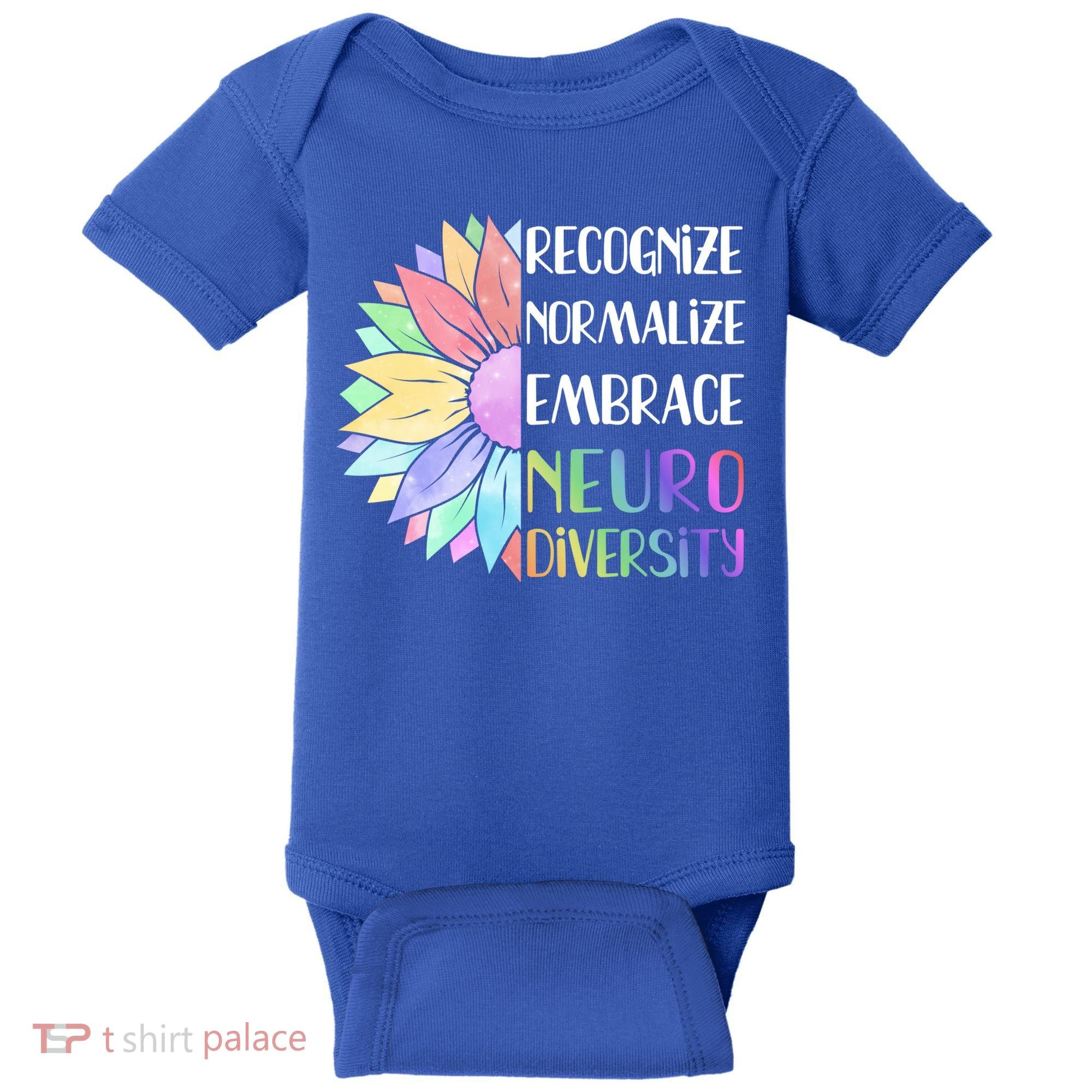 Embrace Neurodiversity Great Gift Rainbow Sunflower Adhd Autism Funny Gift Baby Bodysuit