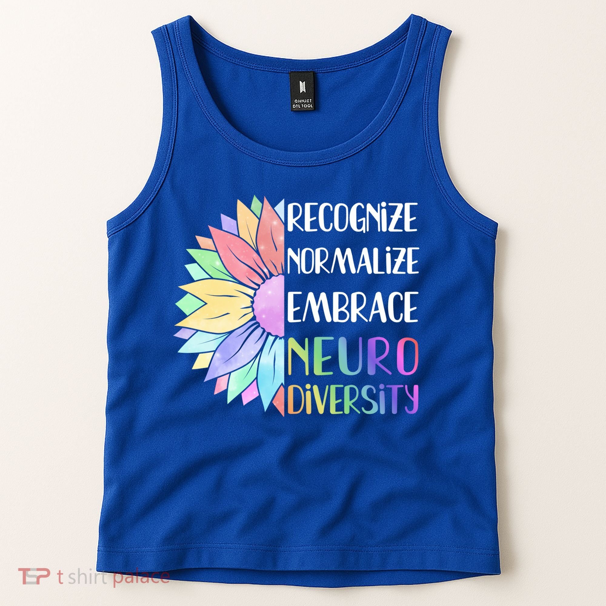 Embrace Neurodiversity Great Gift Rainbow Sunflower Adhd Autism Funny Gift Tank Top