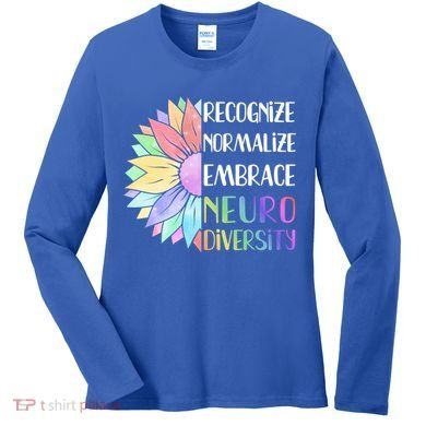 Embrace Neurodiversity Great Gift Rainbow Sunflower Adhd Autism Funny Gift Women's Long Sleeve Shirt