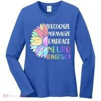 Embrace Neurodiversity Great Gift Rainbow Sunflower Adhd Autism Funny Gift Women's Long Sleeve Shirt thumb 0