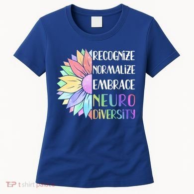 Embrace Neurodiversity Great Gift Rainbow Sunflower Adhd Autism Funny Gift Women's T-Shirt