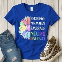 Embrace Neurodiversity Great Gift Rainbow Sunflower Adhd Autism Funny Gift Women's T-Shirt thumb 3