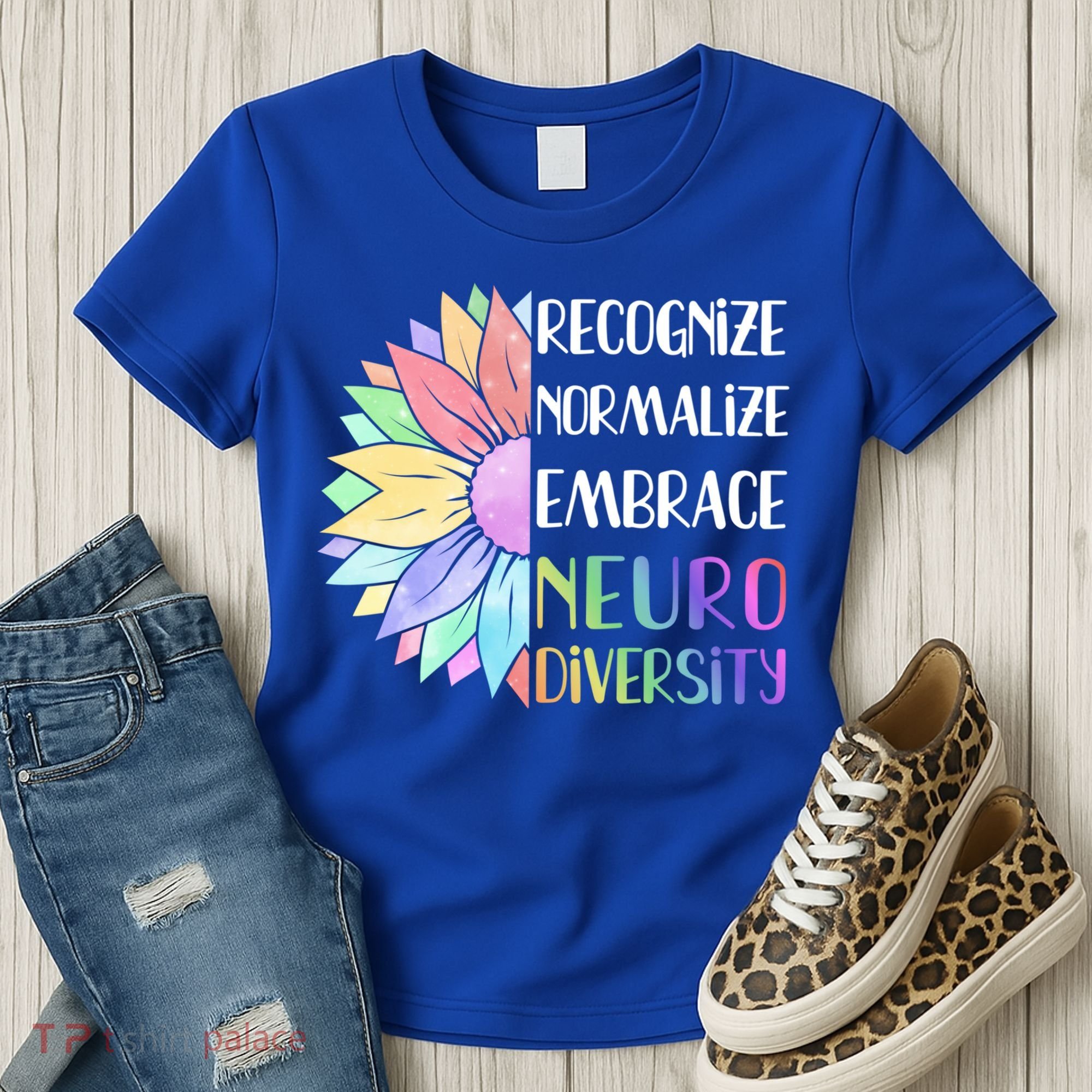 Embrace Neurodiversity Great Gift Rainbow Sunflower Adhd Autism Funny Gift Women's T-Shirt