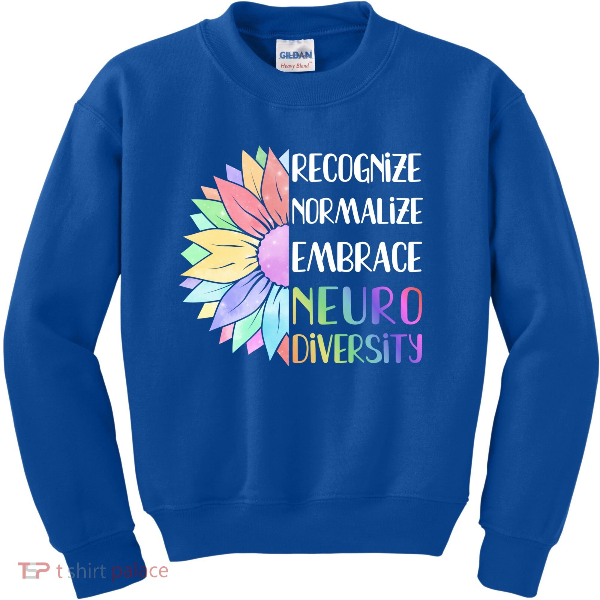 Embrace Neurodiversity Great Gift Rainbow Sunflower Adhd Autism Funny Gift Kids Sweatshirt