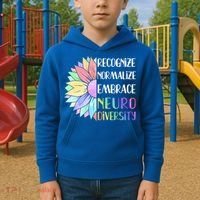 Embrace Neurodiversity Great Gift Rainbow Sunflower Adhd Autism Funny Gift Kids Hoodie thumb 2