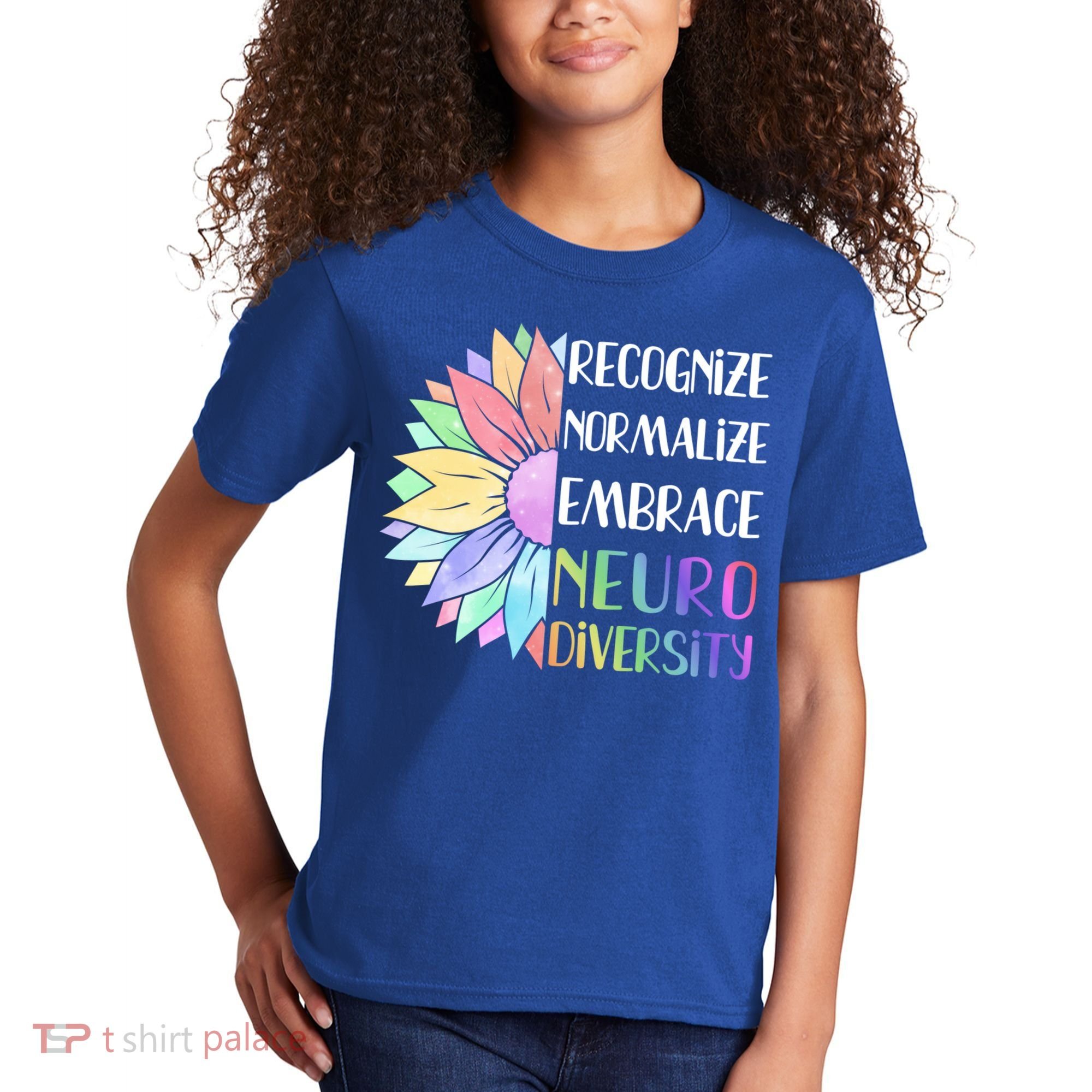 Embrace Neurodiversity Great Gift Rainbow Sunflower Adhd Autism Funny Gift Kids T-Shirt