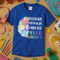 Embrace Neurodiversity Great Gift Rainbow Sunflower Adhd Autism Funny Gift Kids T-Shirt thumb 3